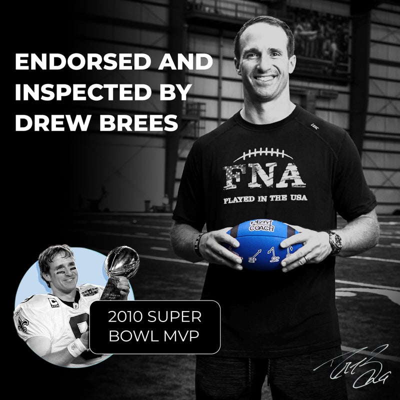 PlayCoach Youth Football in Junior & Peewee Sizes with 10 Basic Passing Routes for Kids 6 to 12 - Endorsed by Drew Brees, Beach and Kids Football, Leather Peewee Size - Image 4
